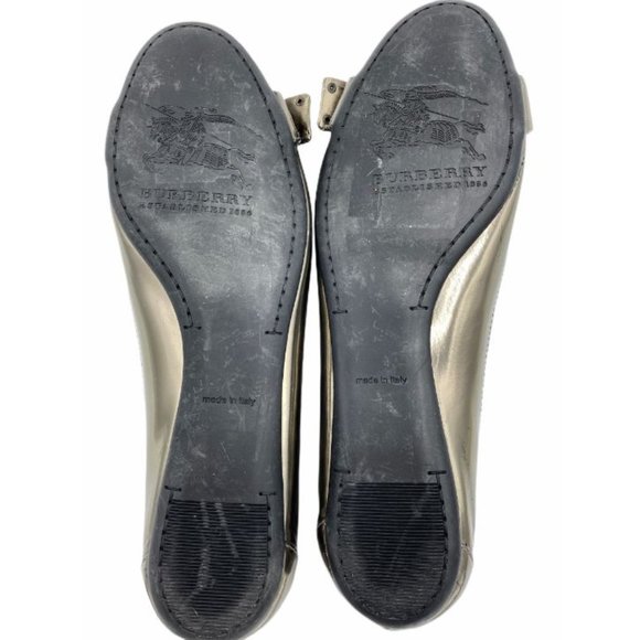SOLD Burberry Patent Novacheck Silver Buckle Flats - Picture 5 of 12